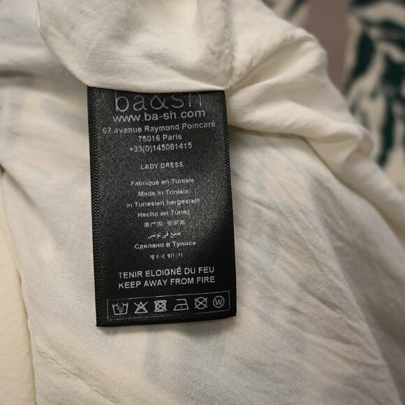 Ba&sh Belted Midi Dress Size Small Tiger Print Green Cream Back Cutout Belted - Picture 7 of 8